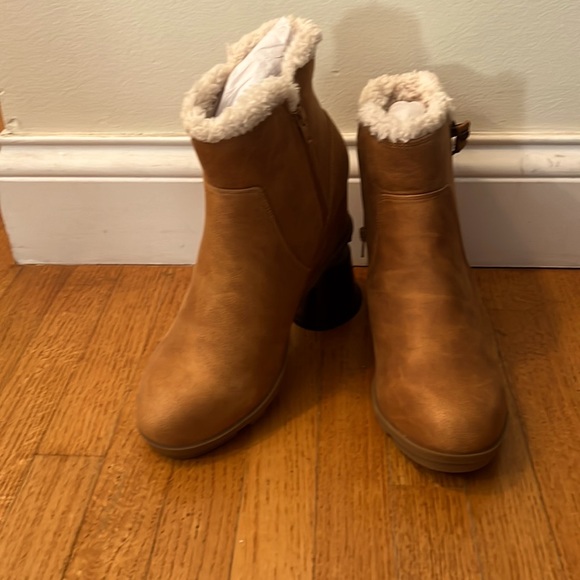 Camel Wedge Boots with Fleece | Wedge Heel Winter Boots Size 11 - Picture 5 of 10